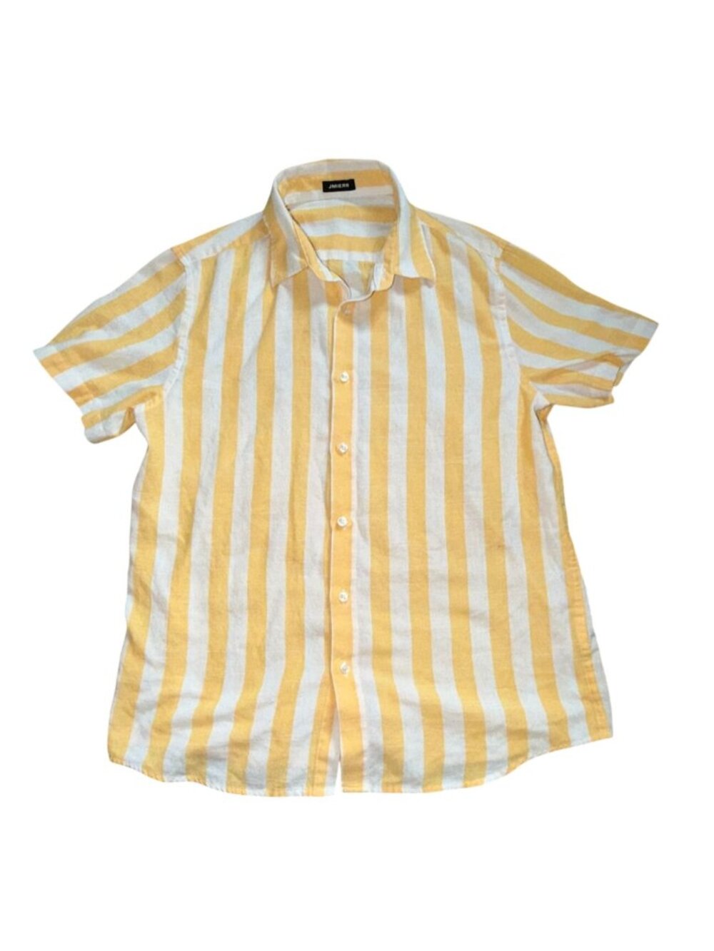 Jmierr Mens Light Weight Striped Shirt-Yellow/White-M-GUC